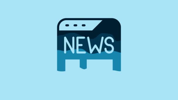 Blue News Icon Isolated Blue Background Newspaper Sign Mass Media — Stock Video
