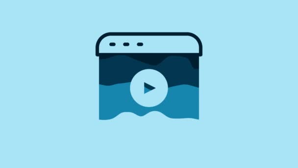 Blue Live Streaming Online Videogame Play Icon Isolated Blue Background — Vídeo de stock