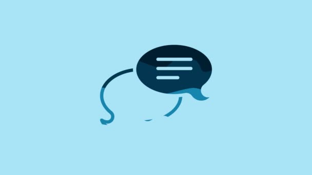 Blue Speech Bubble Chat Icon Isolated Blue Background Message Icon — Wideo stockowe