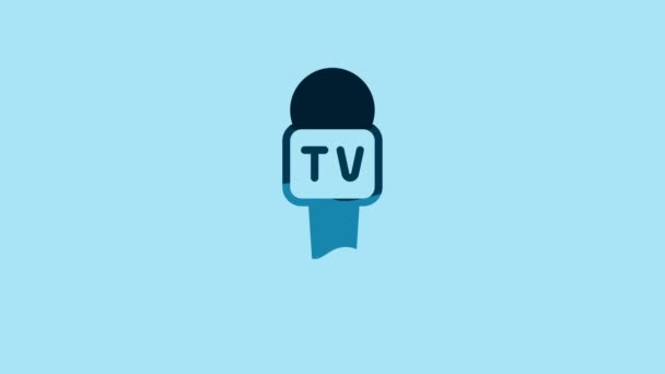 Синий Значок Микрофона Синем Фоне Радиомикрофоне Знак Оратора Видеографическая Анимация — стоковое видео