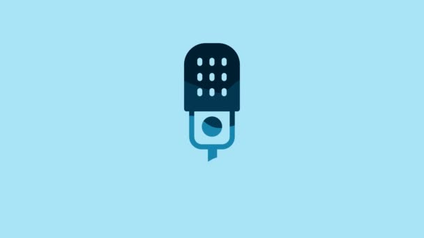 Blue Microphone Icon Isolated Blue Background Air Radio Mic Microphone — Stockvideo