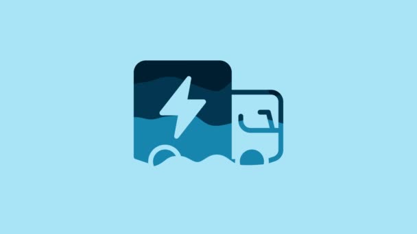 Blue Electric Truck Icon Isolated Blue Background Video Motion Graphic — Video Stock