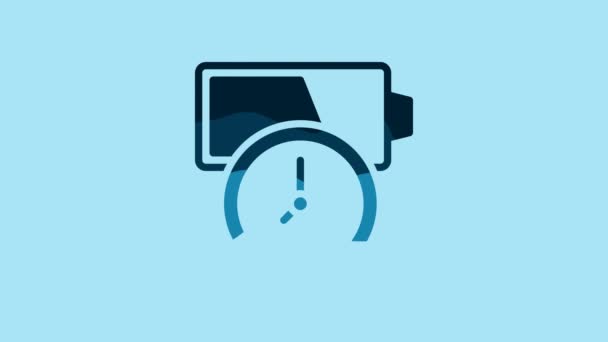 Blue Battery Charge Level Indicator Icon Isolated Blue Background Video — Stockvideo