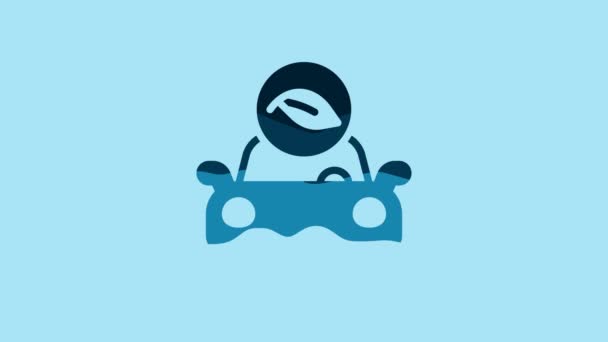 Blue Eco Car Concept Drive Leaf Icon Isolated Blue Background — 비디오