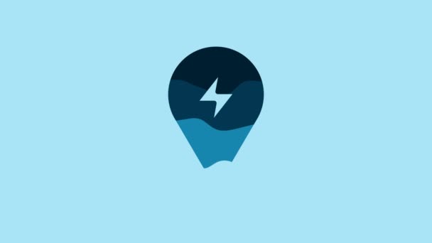 Blue Charging Parking Electric Car Icon Isolated Blue Background Video — Vídeo de Stock