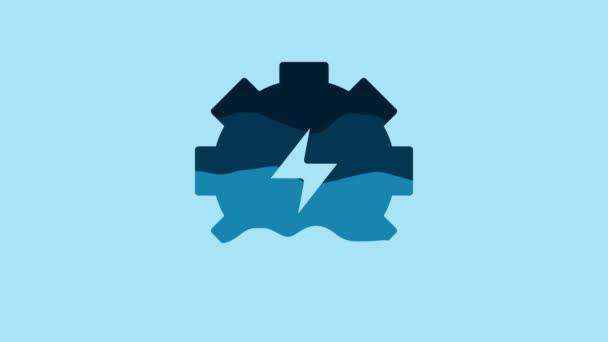 Blue Gear Lightning Icon Isolated Blue Background Electric Power Lightning — Stock Video