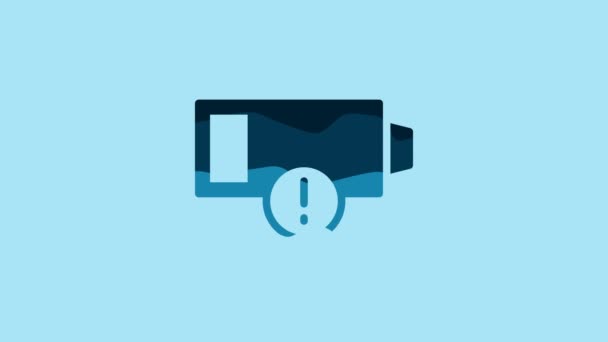 Blue Battery Charge Level Indicator Icon Isolated Blue Background Video — Stockvideo