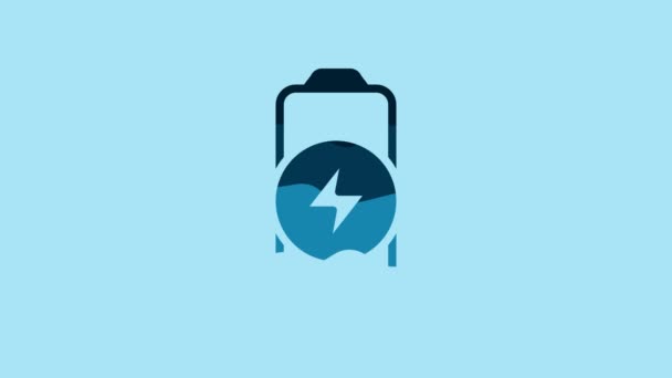 Ікона Рівня Заряду Blue Battery Ізольована Синьому Фоні Відеографічна Анімація — стокове відео