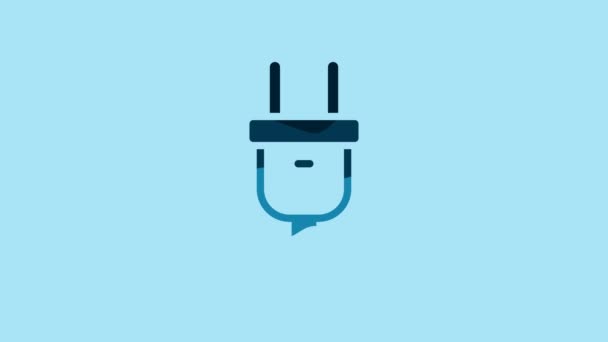 Blue Electric Plug Icon Isolated Blue Background Concept Connection Disconnection — 비디오