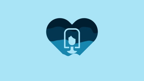 Blue Heart Female Icon Isolated Blue Background Venus Symbol Symbol — Vídeo de stock