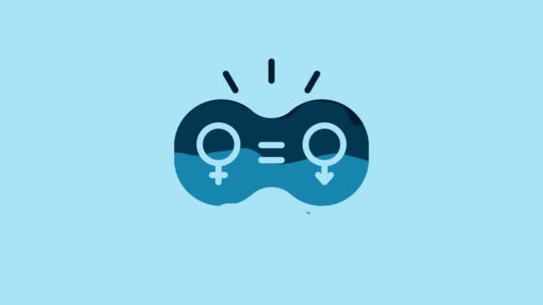 Blue Gender Equality Icon Isolated Blue Background Equal Pay Opportunity — Stockvideo