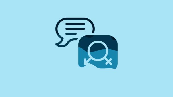 Blue Gender Equality Icon Isolated Blue Background Equal Pay Opportunity — Vídeos de Stock