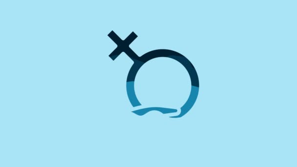 Blue Female Gender Symbol Icon Isolated Blue Background Venus Symbol — Wideo stockowe