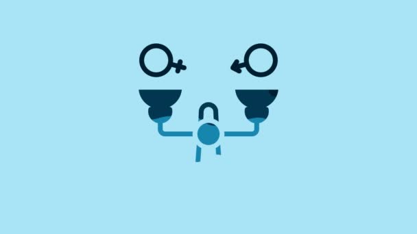 Blue Gender Equality Icon Isolated Blue Background Equal Pay Opportunity — Stok video