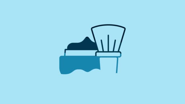 Blue Shaving Brush Foam Icon Isolated Blue Background Barbershop Symbol — Stockvideo
