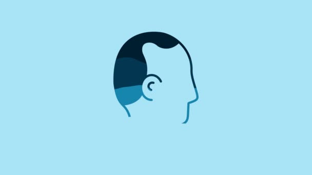 Blue Baldness Icon Isolated Blue Background Alopecia Video Motion Graphic — Vídeo de Stock