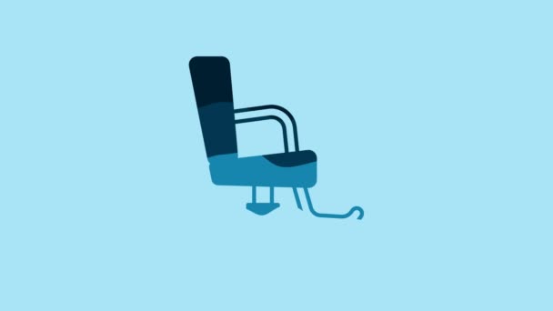 Blue Barbershop Chair Icon Isolated Blue Background Barber Armchair Sign — Αρχείο Βίντεο