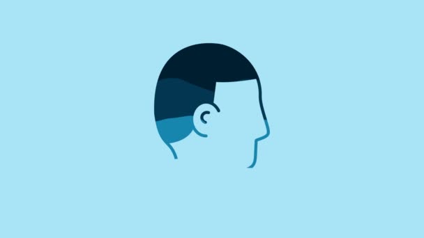 Blue Hairstyle Men Icon Isolated Blue Background Video Motion Graphic — 비디오