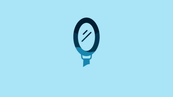 Blue Hand Mirror Icon Isolated Blue Background Video Motion Graphic — Video