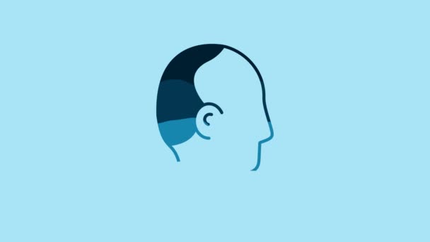 Blue Baldness Icon Isolated Blue Background Alopecia Video Motion Graphic — Vídeo de stock