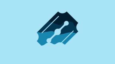 Blue Blade razor icon isolated on blue background. 4K Video motion graphic animation.
