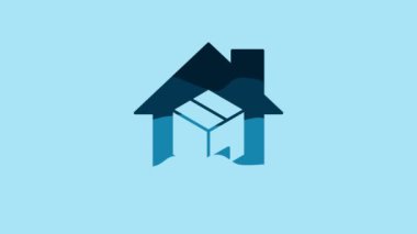 Blue Home delivery services icon isolated on blue background. 4K Video motion graphic animation.