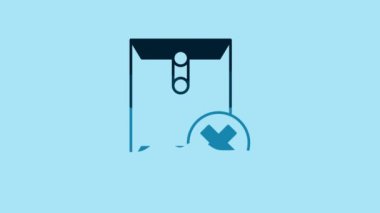 Blue Delete envelope icon isolated on blue background. Delete or error letter. Cross on message. Rejected mail. 4K Video motion graphic animation.