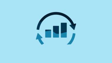 Blue Graph, schedule, chart, diagram, infographic, pie graph icon isolated on blue background. 4K Video motion graphic animation.