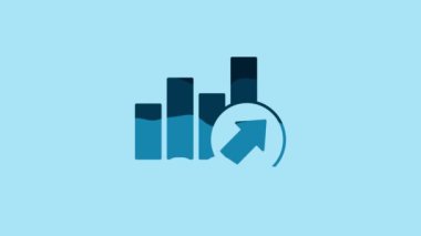 Blue Financial growth increase icon isolated on blue background. Increasing revenue. 4K Video motion graphic animation.
