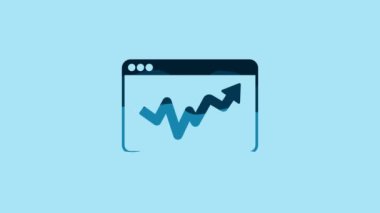 Blue Graph, schedule, chart, diagram, infographic, pie graph icon isolated on blue background. 4K Video motion graphic animation.