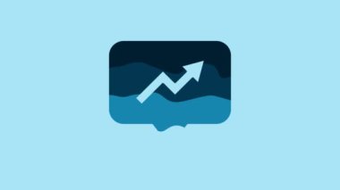 Blue Financial growth increase icon isolated on blue background. Increasing revenue. 4K Video motion graphic animation.