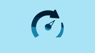 Blue Digital speed meter icon isolated on blue background. Global network high speed connection data rate technology. 4K Video motion graphic animation.