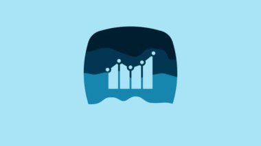 Blue Financial growth increase icon isolated on blue background. Increasing revenue. 4K Video motion graphic animation.