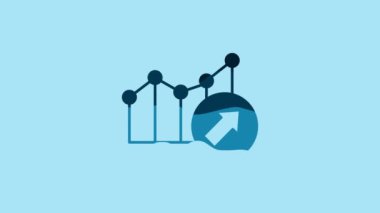 Blue Financial growth increase icon isolated on blue background. Increasing revenue. 4K Video motion graphic animation.