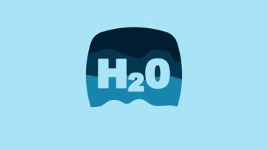 Blue Chemical formula for water drops H2O shaped icon isolated on blue background. 4K Video motion graphic animation.