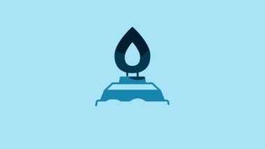 Blue Alcohol or spirit burner icon isolated on blue background. Chemical equipment. 4K Video motion graphic animation.