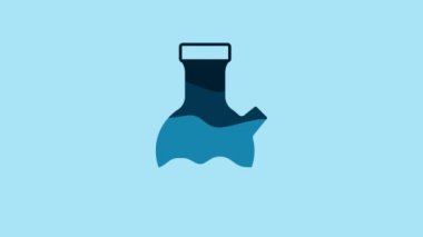 Blue Test tube and flask chemical laboratory test icon isolated on blue background. Laboratory glassware sign. 4K Video motion graphic animation.
