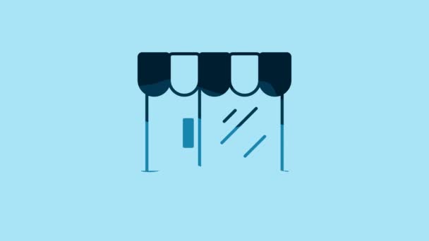 Blue Barbershop Building Icon Isolated Blue Background Video Motion Graphic — Stock video