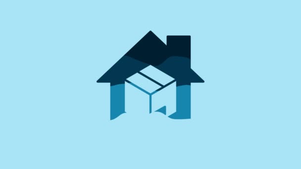 Blue Home Delivery Services Icon Isolated Blue Background Video Motion — Stock video