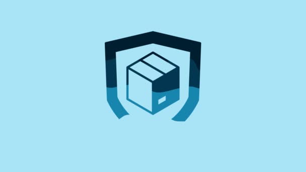 Blue Delivery Security Shield Icon Isolated Blue Background Delivery Insurance — Vídeo de Stock