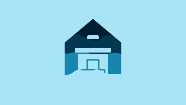 Blue Warehouse Icon Isolated Blue Background Video Motion Graphic Animation — Video Stock