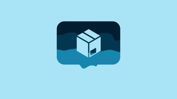 Blue Location Cardboard Box Icon Isolated Blue Background Delivery Services — Αρχείο Βίντεο