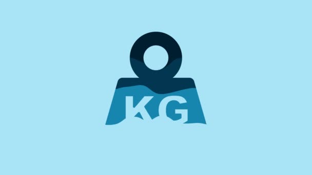 Blue Weight Icon Isolated Blue Background Kilogram Weight Block Weight — Vídeos de Stock