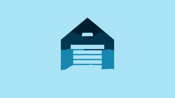 Ікона Blue Warehouse Ізольована Синьому Фоні Відеографічна Анімація — стокове відео