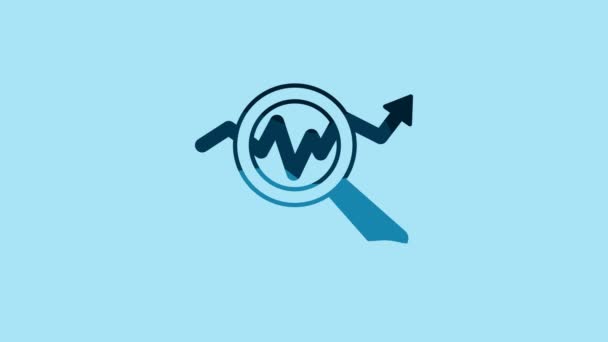 Blue Magnifying Glass Data Analysis Icon Isolated Blue Background Search — Video