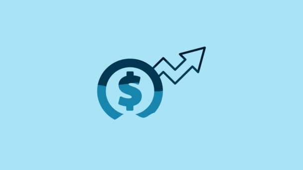 Blue Financial Growth Dollar Coin Icon Isolated Blue Background Increasing — Stockvideo