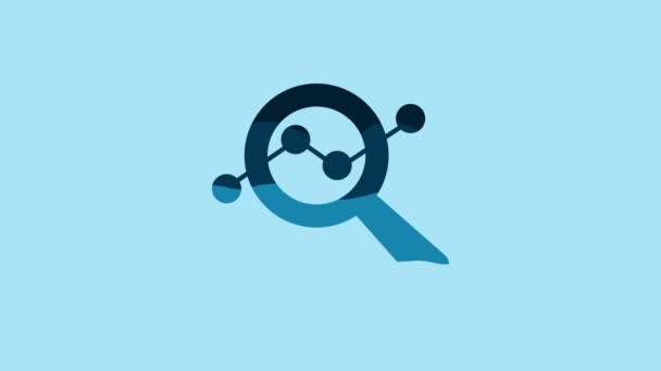Blue Magnifying Glass Data Analysis Icon Isolated Blue Background Search — Wideo stockowe