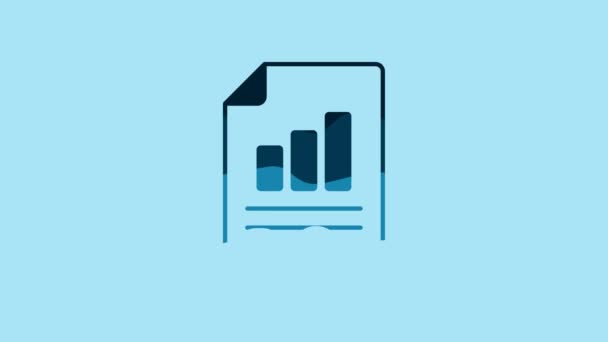 Blue Document Graph Chart Icon Isolated Blue Background Report Text — Stockvideo