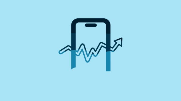 Концепція Блакитного Мобільного Ринку Ізольована Синьому Тлі Онлайн Торгівля Аналіз — стокове відео
