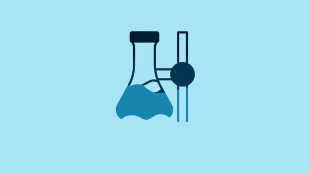 Blue Glass Test Tube Flask Stand Icon Isolated Blue Background — Video